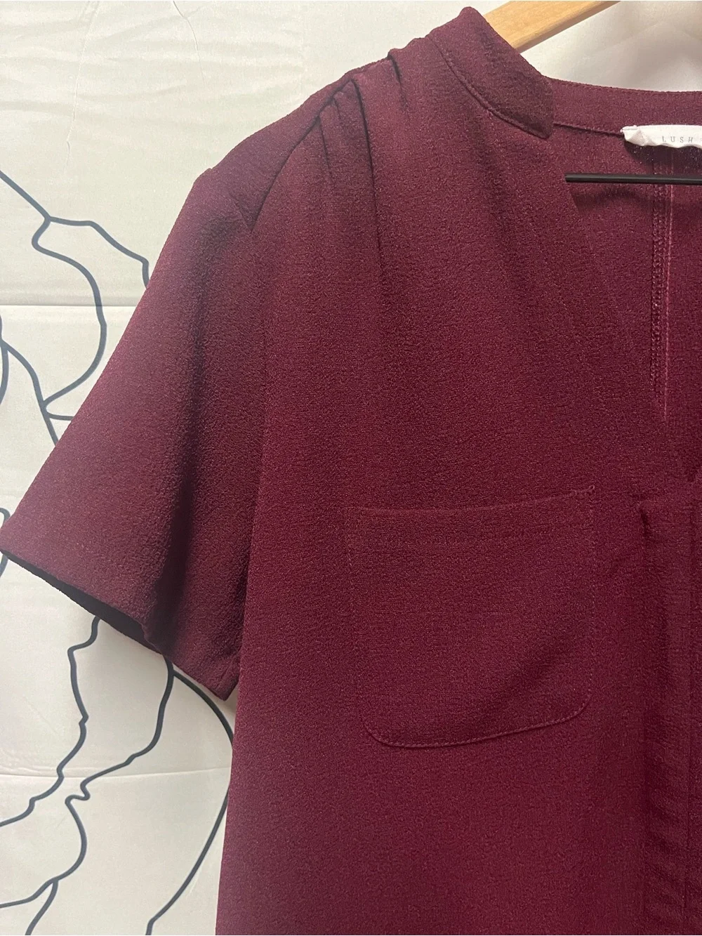 Lush Brand Short Sleeve V-Neck Textured Shift Dress (rack)